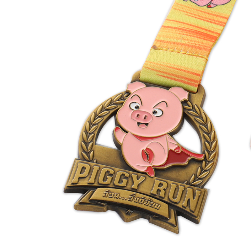 Medallas personalizadas de carrera a campo traviesa de oro de Estados Unidos Piggy Run