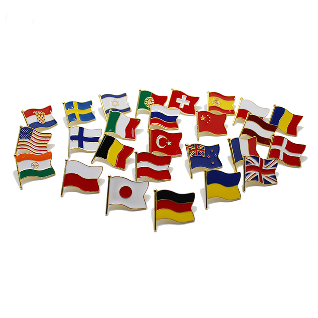 Pin de solapa de bandera de país de esmalte suave de metal