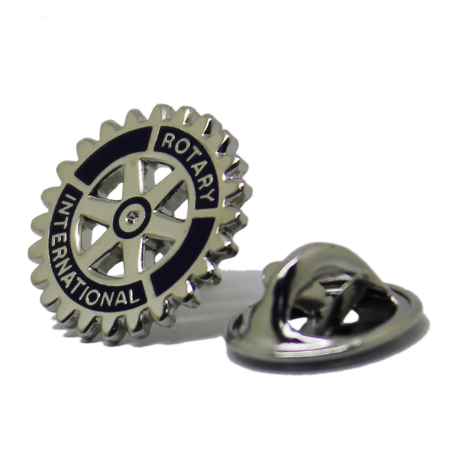 Pin giratorio de esmalte duro personalizado de metal plateado