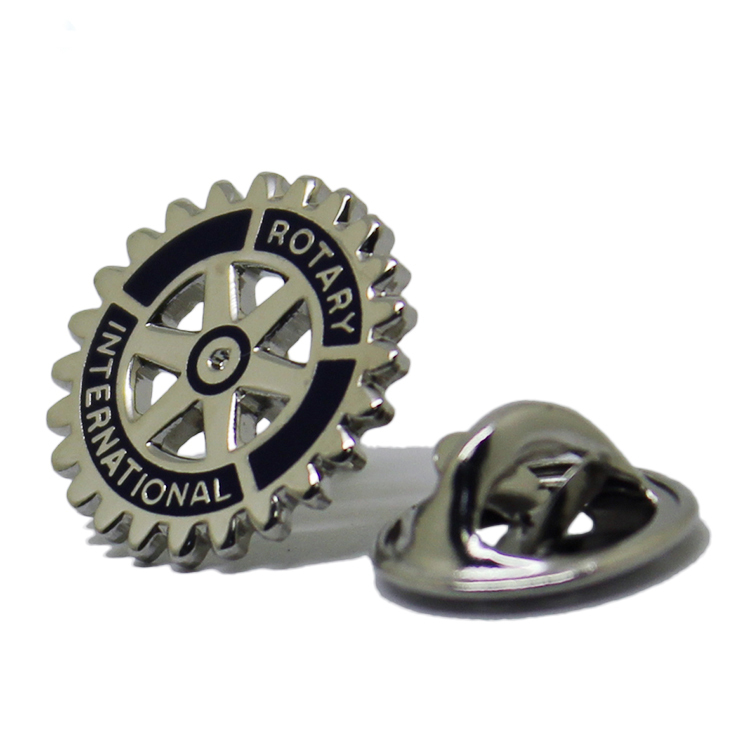 Pin giratorio de esmalte duro personalizado de metal plateado