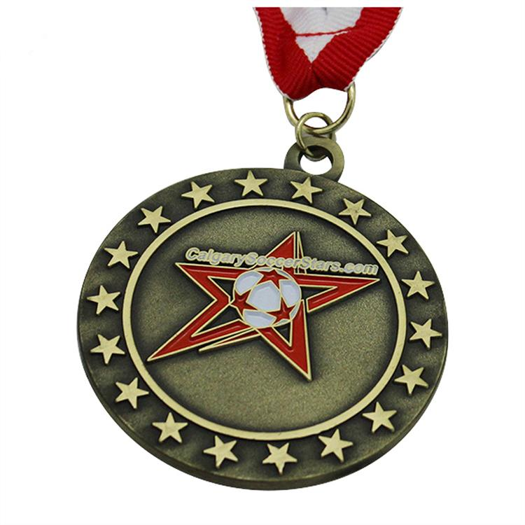 Medalla de oro de esmalte suave de fútbol personalizada antigua