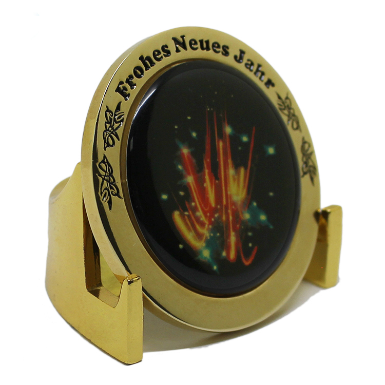 Moneda de oro de metal de Navidad de esmalte suave de cristal personalizado