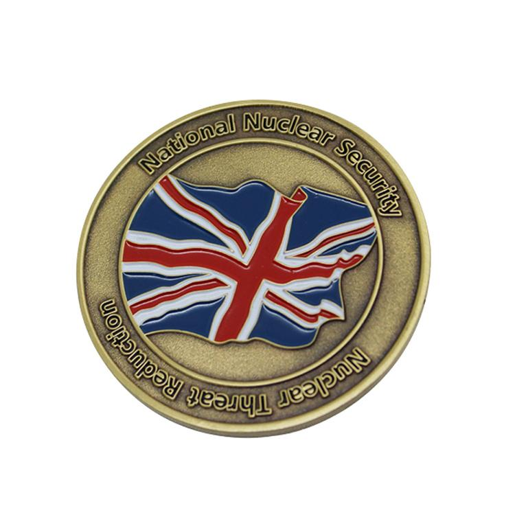 Moneda de desafío de metal de esmalte suave con logotipo personalizado de Inglaterra