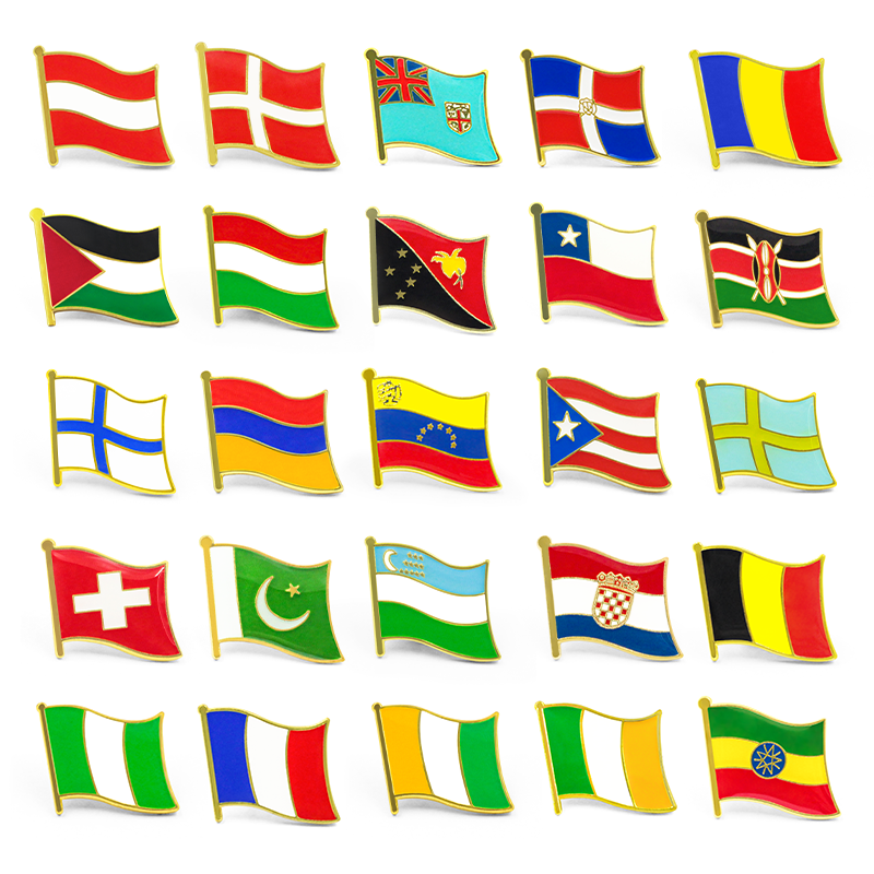 Pin de bandera de país de esmalte duro suave