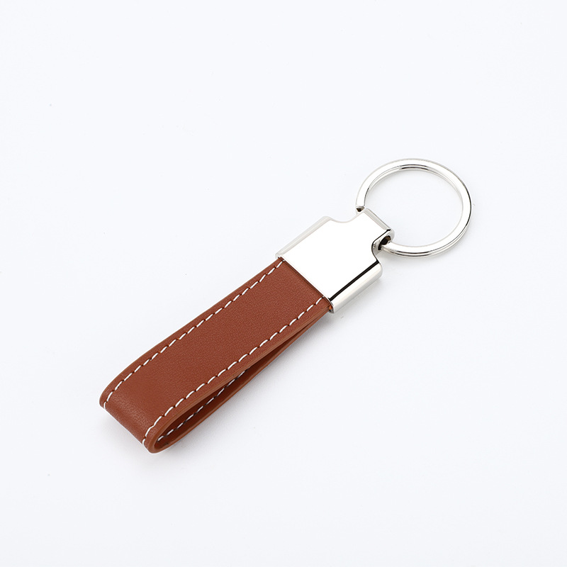 Llaveros de cuero en blanco para hombre con logotipo grabado personalizado 