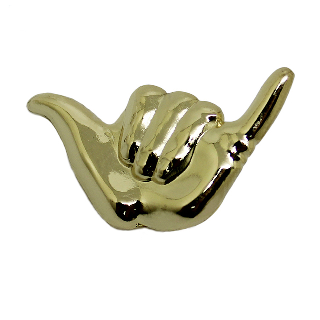 Pin de solapa de metal con gesto dorado 3D