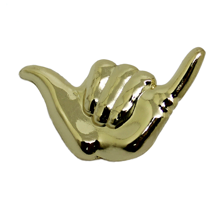 Pin de solapa de metal con gesto dorado 3D