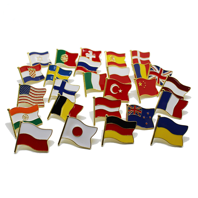 Pin de solapa de bandera de país de esmalte suave de metal