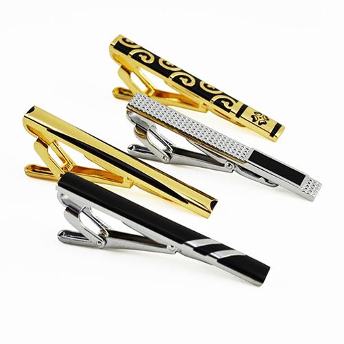 Clip de corbata de metal plateado dorado de diseño personalizado