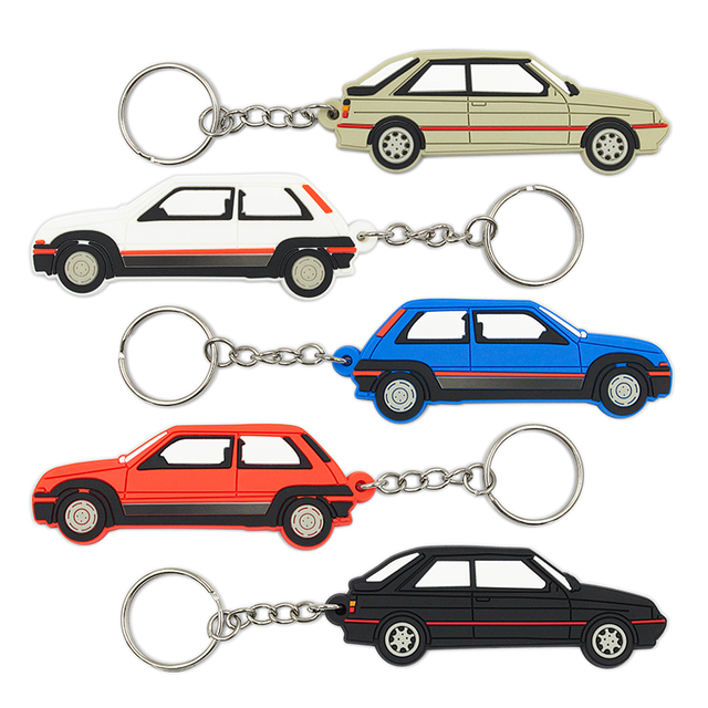Llavero de PVC de goma suave con forma de coche personalizado