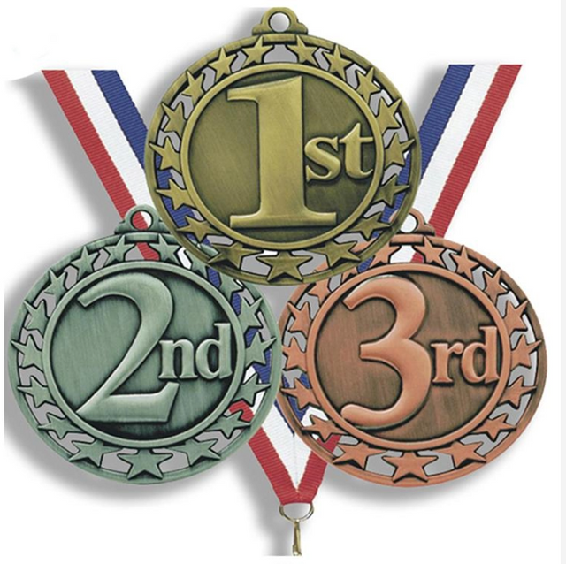 1.a 2.a 3.a medalla deportiva de premio de metal personalizada de recuerdo en blanco
