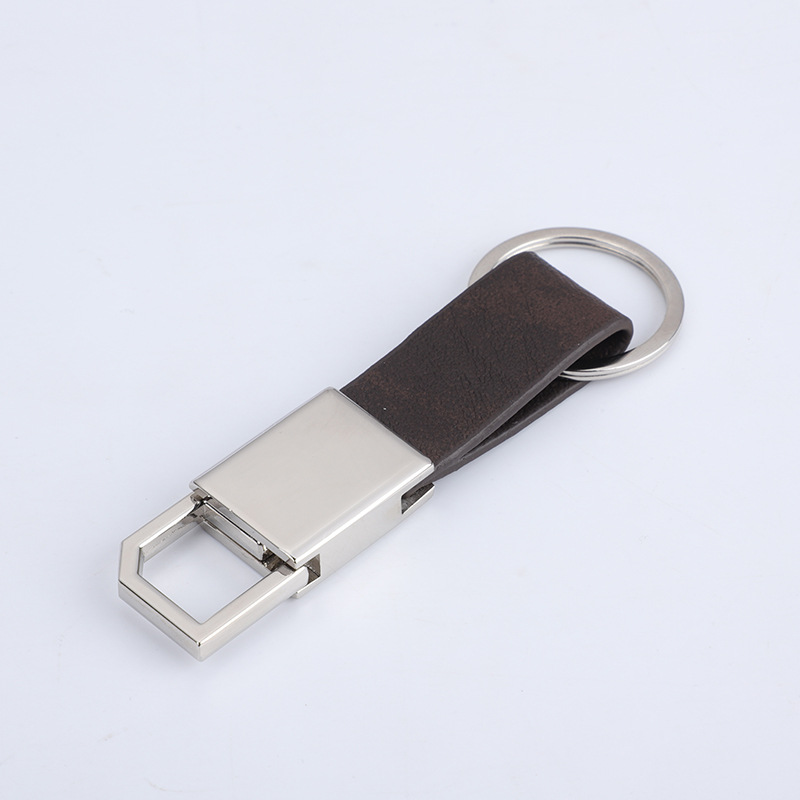 Llavero de cuero PU de metal con logotipo de diseño personalizado de fábrica