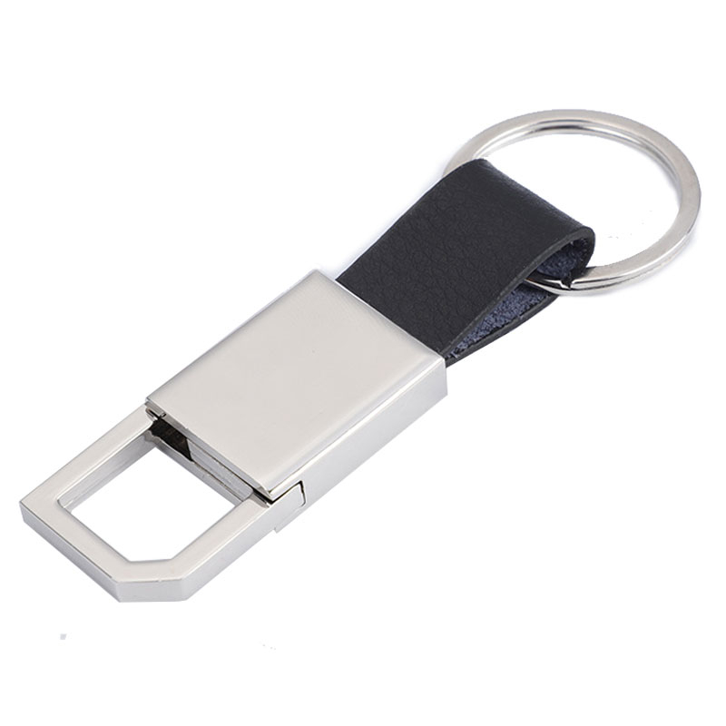 Llavero de cuero PU de metal con logotipo de diseño personalizado de fábrica