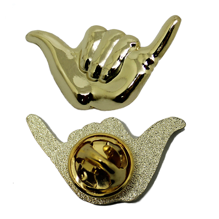 Pin de solapa de metal con gesto dorado 3D