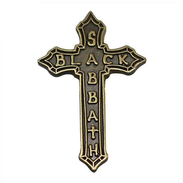 Pin de solapa de metal con cruz de oro antiguo