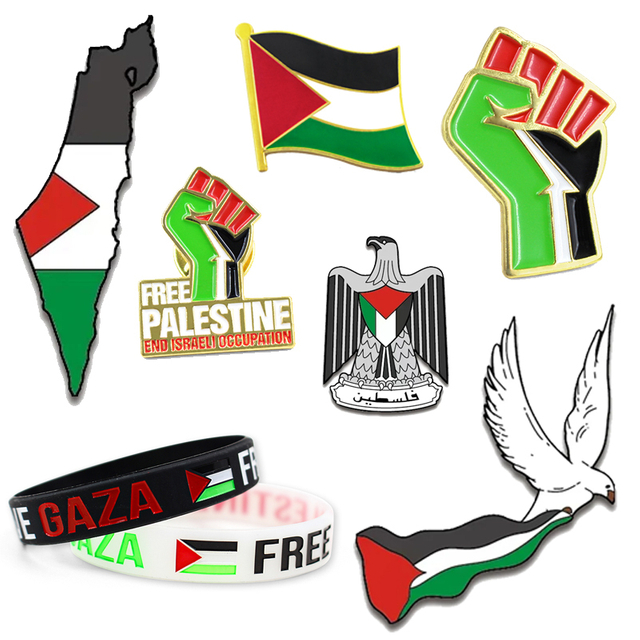 Pin con distintivo de bandera de Palestina de esmalte duro suave