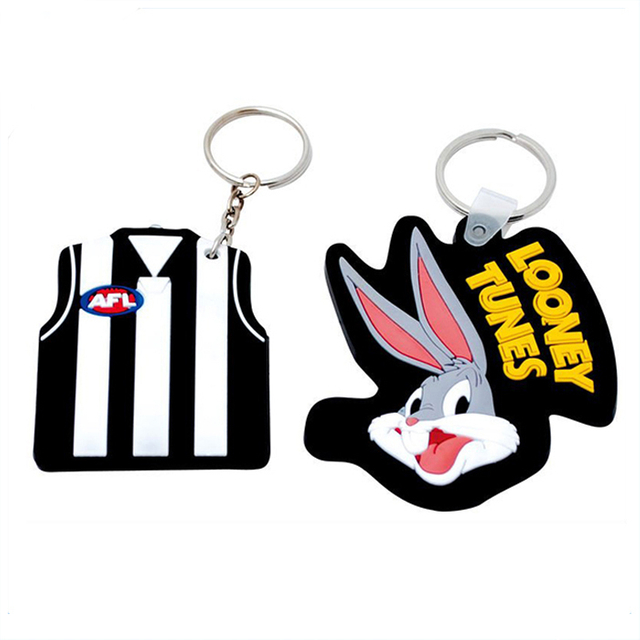 Llavero de PVC de goma suave de conejo 3D personalizado 