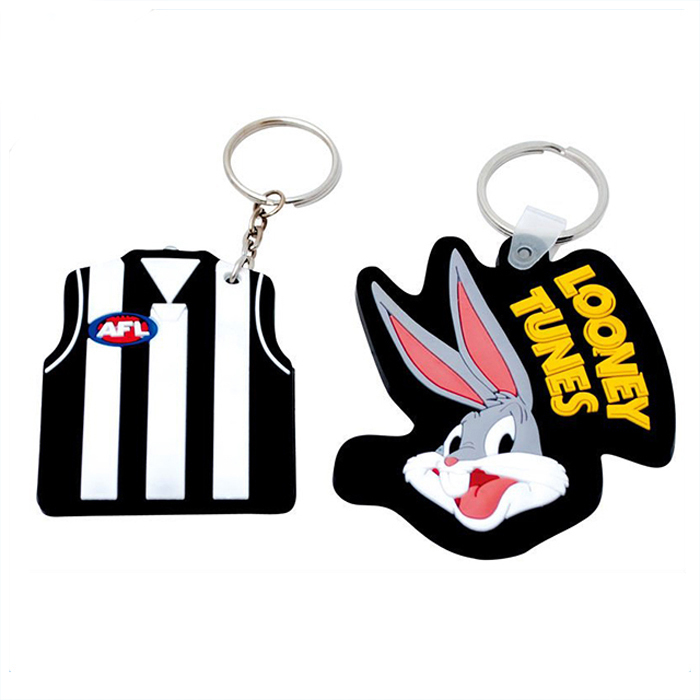 Llavero de PVC de goma suave de conejo 3D personalizado 