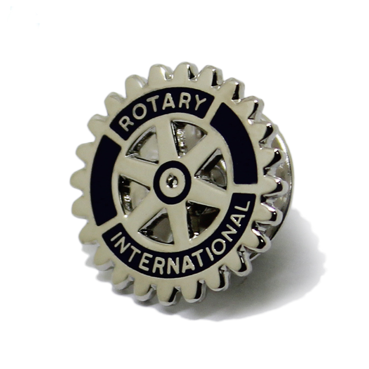 Pin giratorio de esmalte duro personalizado de metal plateado