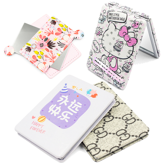 Espejo de bolsillo compacto plegable grabado de diseñador lindo personalizado