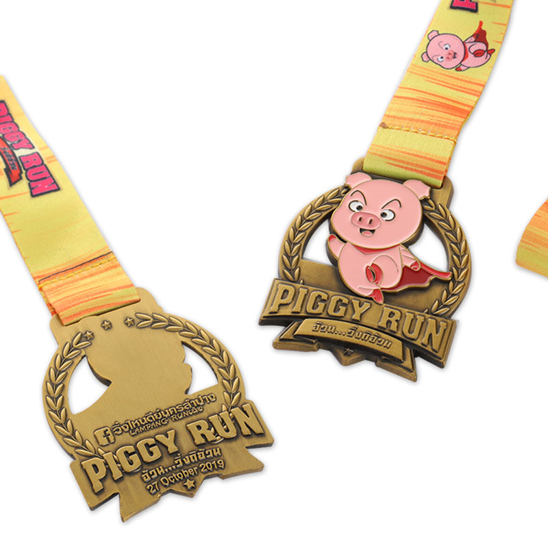 Medallas personalizadas de carrera a campo traviesa de oro de Estados Unidos Piggy Run