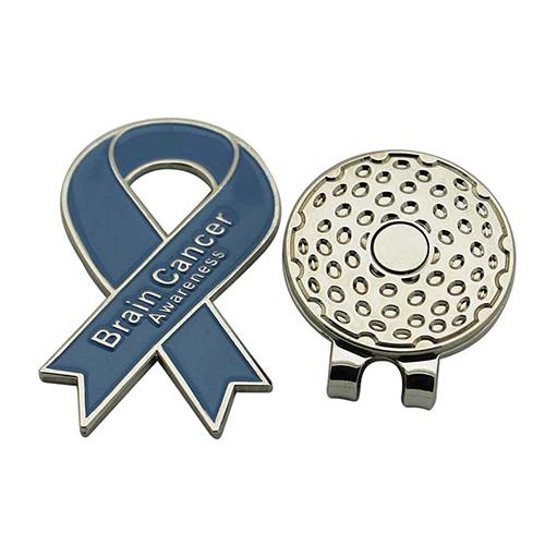 Clip de sombrero de golf de esmalte suave con cinta de cáncer con logotipo personalizado