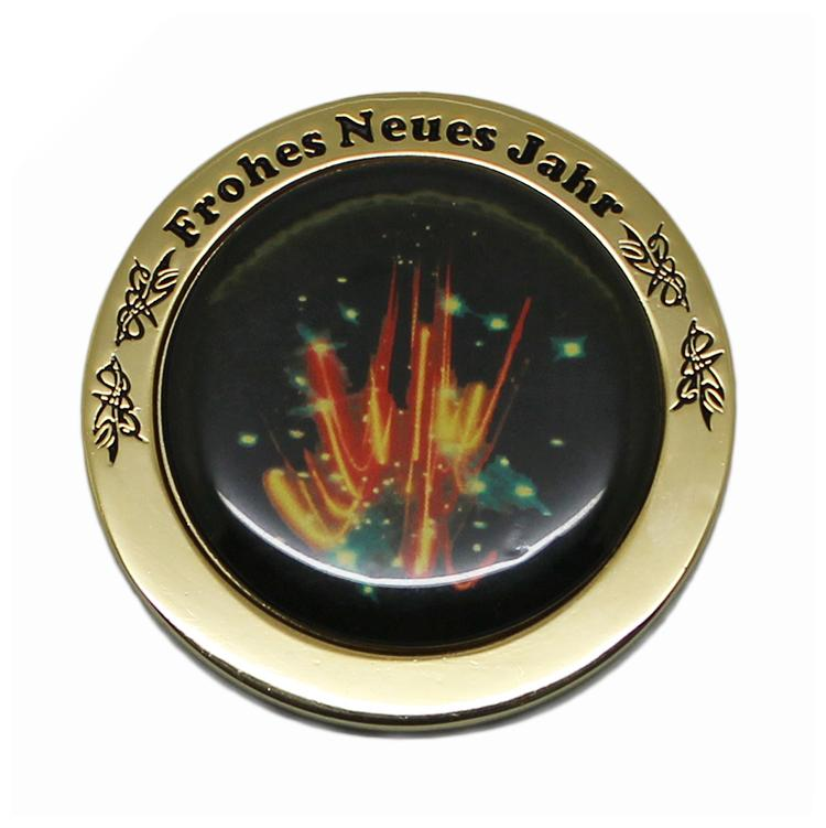 Moneda de oro de metal de Navidad de esmalte suave de cristal personalizado