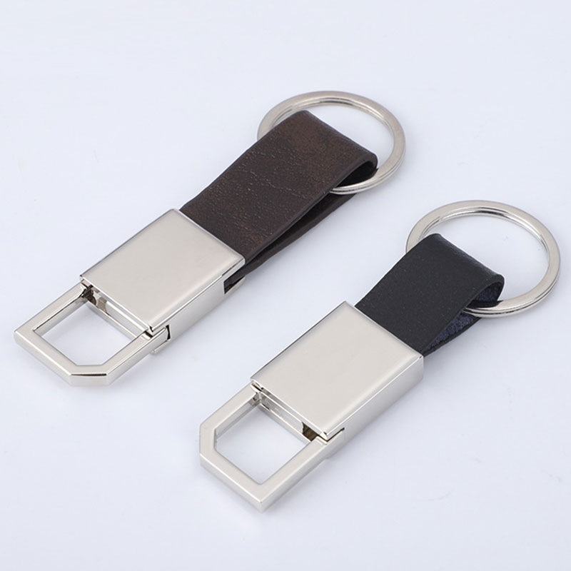 Llavero de cuero PU de metal con logotipo de diseño personalizado de fábrica