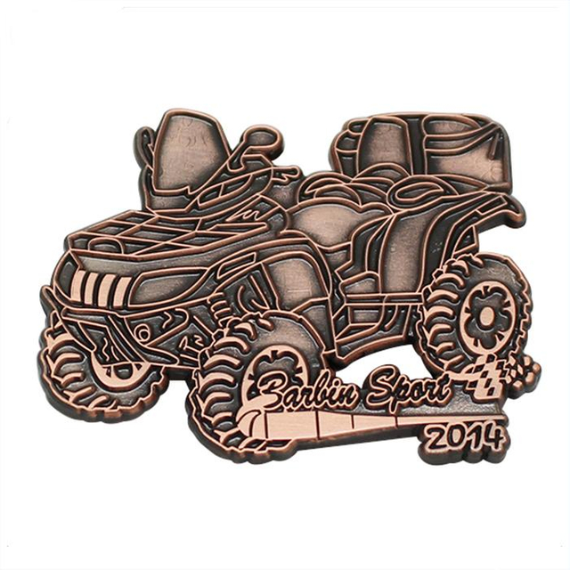 Pin de solapa de coche de metal 2D plateado cobre