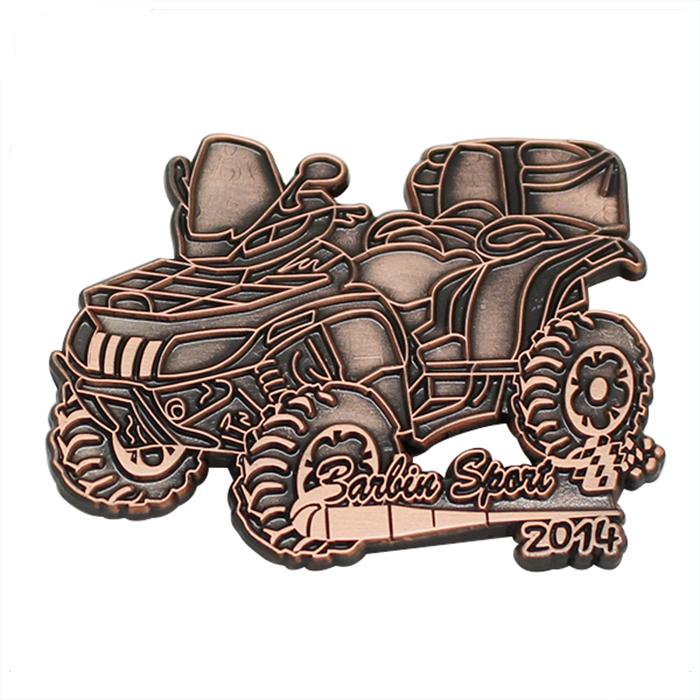 Pin de solapa de coche de metal 2D plateado cobre