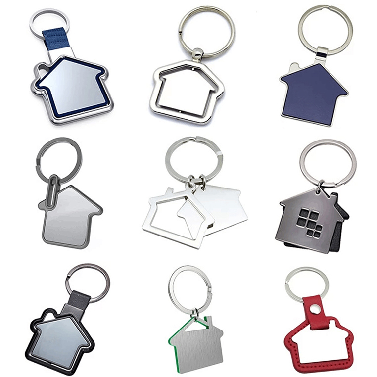 Llaveros personalizados de metal con forma de casa personalizada