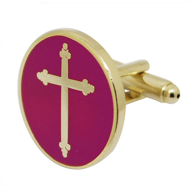 Gemelos de metal con cruz de esmalte duro