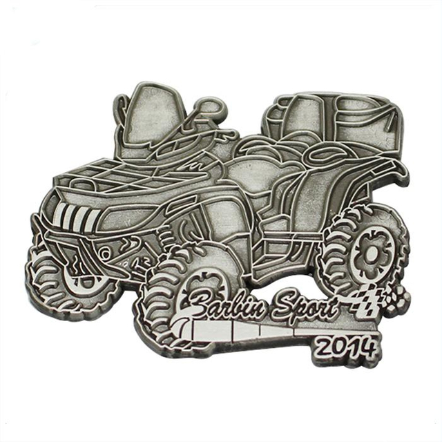 Pin de solapa de coche de metal 2D plateado cobre