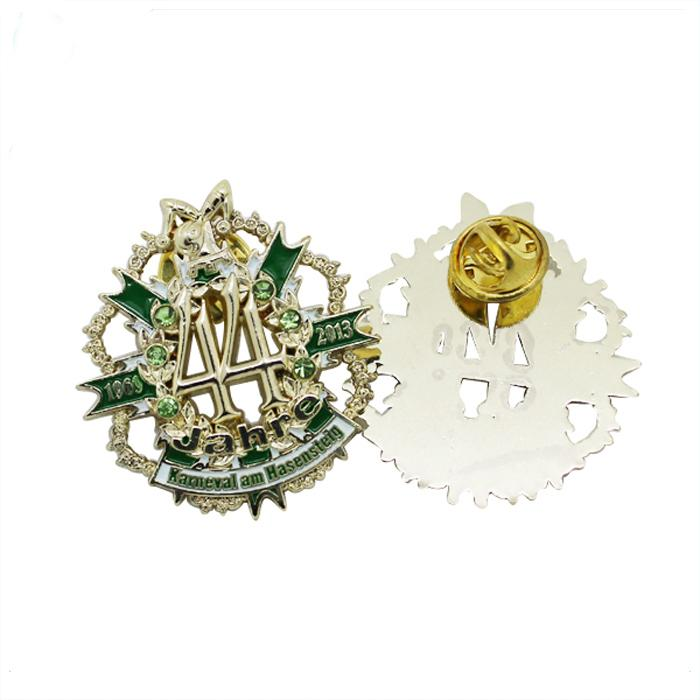 Pin de solapa de esmalte suave de cristal dorado de recuerdo