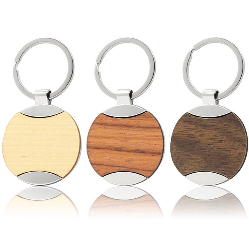 Llavero de madera con diseño redondo personalizado, llavero de madera con grabado