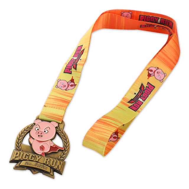 Medallas personalizadas de carrera a campo traviesa de oro de Estados Unidos Piggy Run