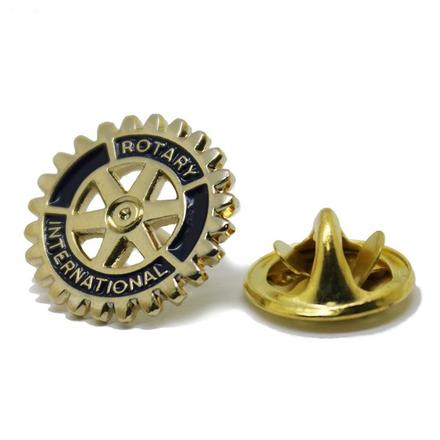 Pin de solapa giratorio de metal personalizado con trenzado dorado