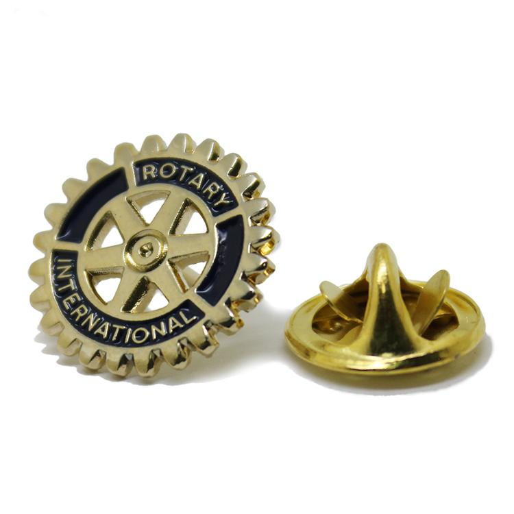 Pin de solapa giratorio de metal personalizado con trenzado dorado