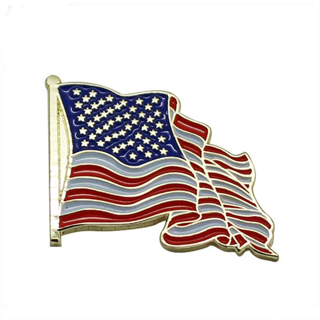Pin de solapa de bandera de Estados Unidos de metal personalizado promocional
