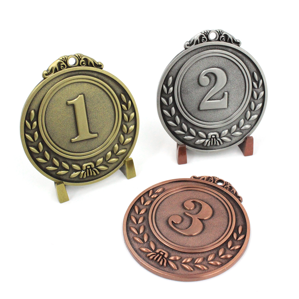 1.a 2.a 3.a medalla deportiva de premio de metal personalizada de recuerdo en blanco