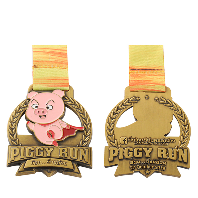 Medallas personalizadas de carrera a campo traviesa de oro de Estados Unidos Piggy Run