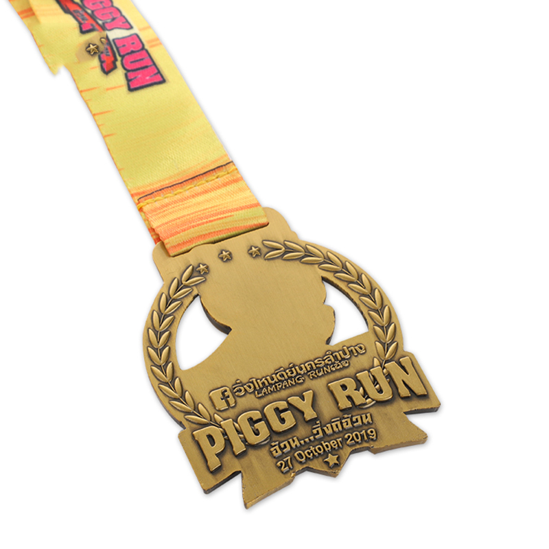 Medallas personalizadas de carrera a campo traviesa de oro de Estados Unidos Piggy Run