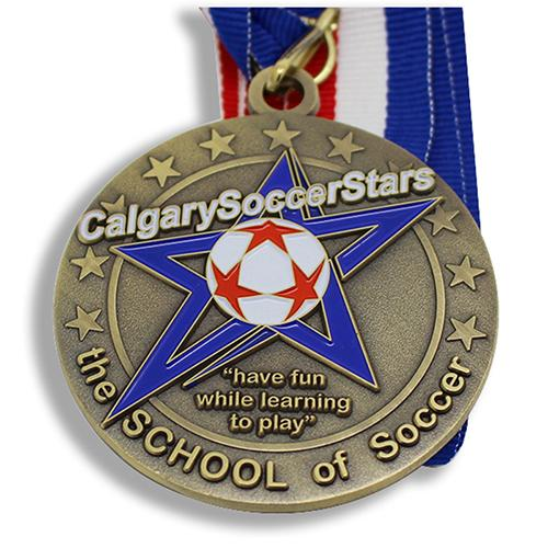 Medalla de oro de esmalte suave de fútbol personalizada antigua