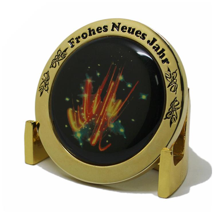 Moneda de oro de metal de Navidad de esmalte suave de cristal personalizado